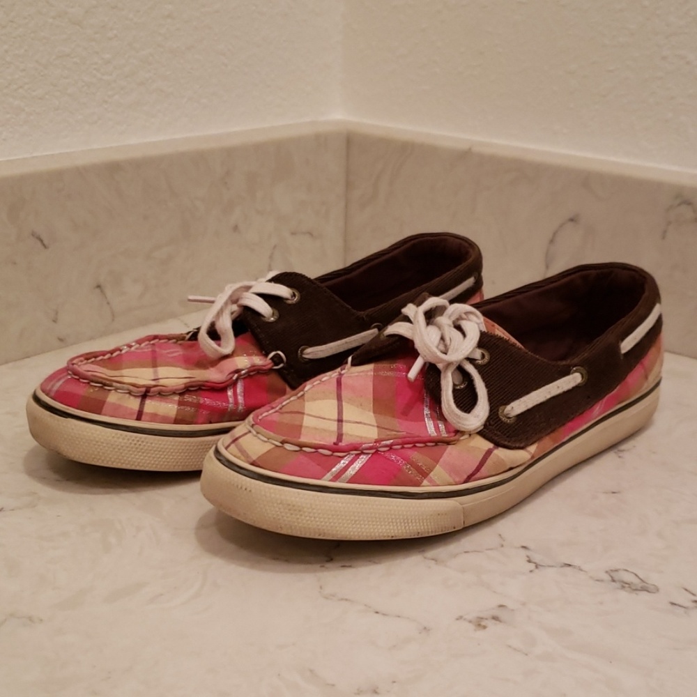 Pink Plaid Sperry Top-Sider Sneakers Size 9M Women